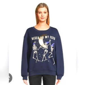 Wound Up Navy Blue Graphic Women's Sweater